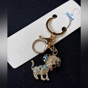 Mint Sparkly Dalmatian Dog Keychain/Purse Charm Blue
